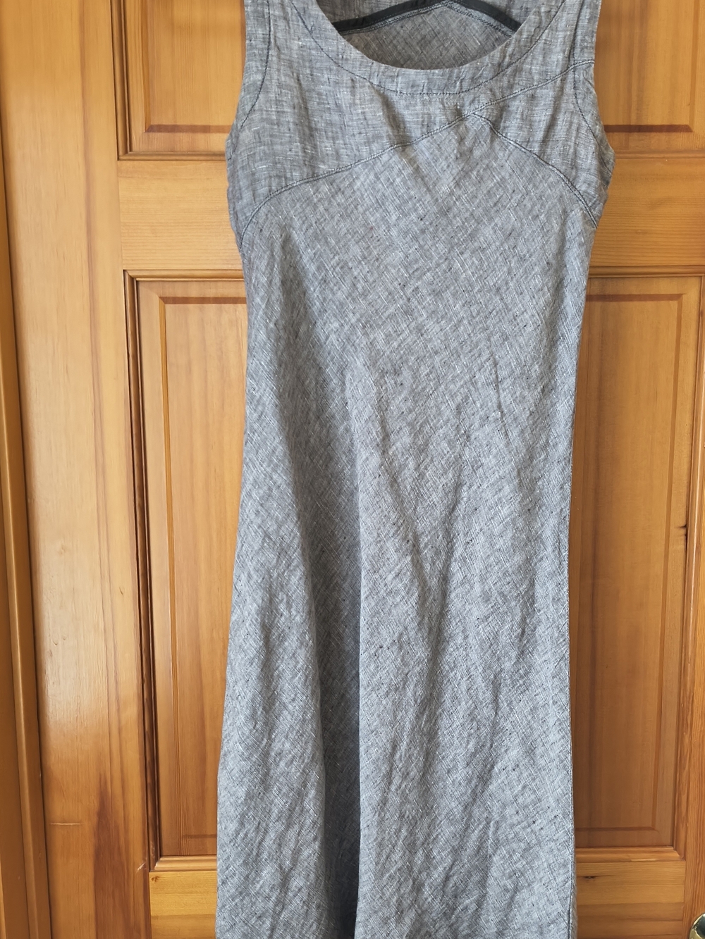 Sleeveless Toad& Co. Linen Gray Textured A-Line Dress
